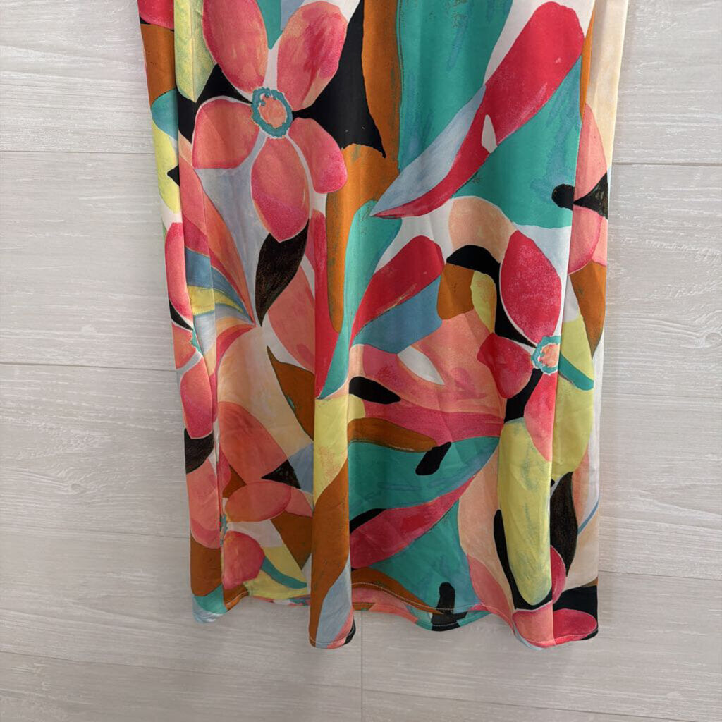 Forever 21 Multi Color Print Silky Dress Small