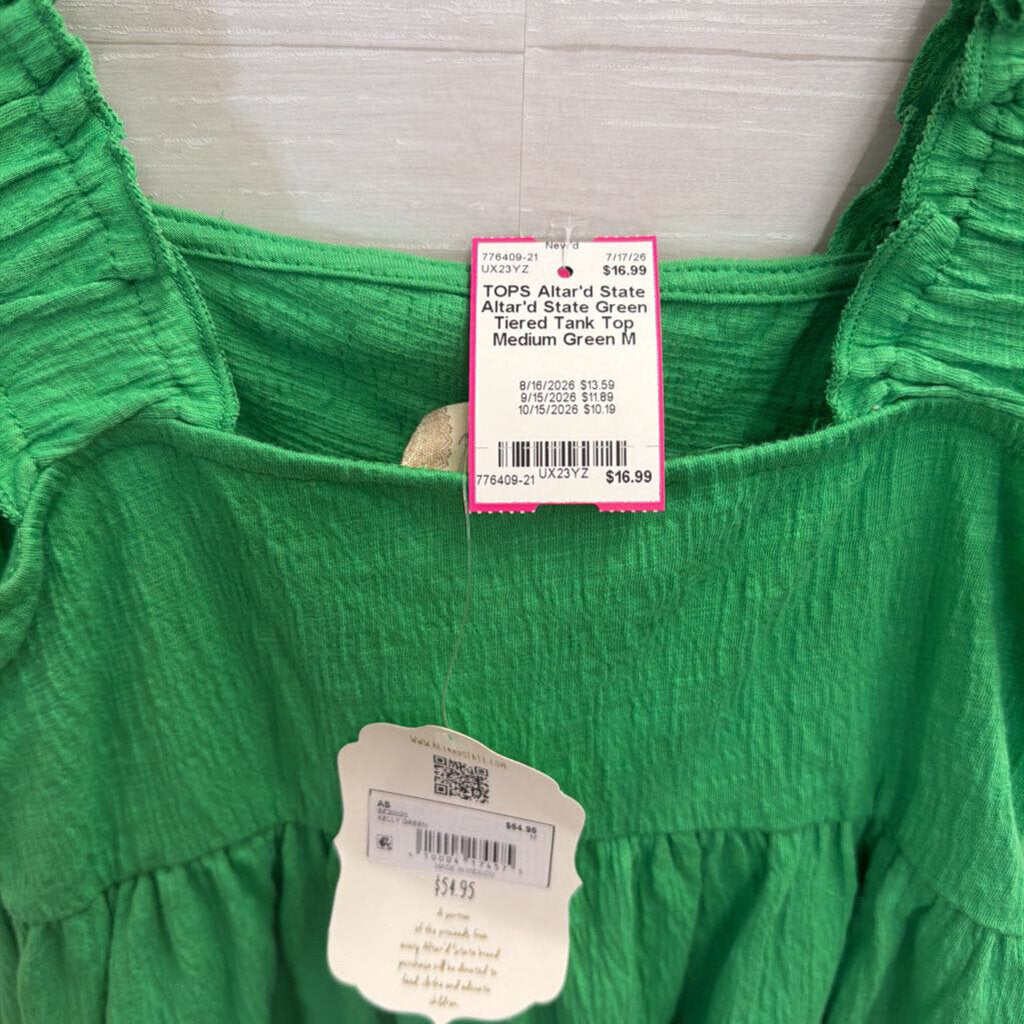 Altar'd State Green Tiered Tank Top Medium