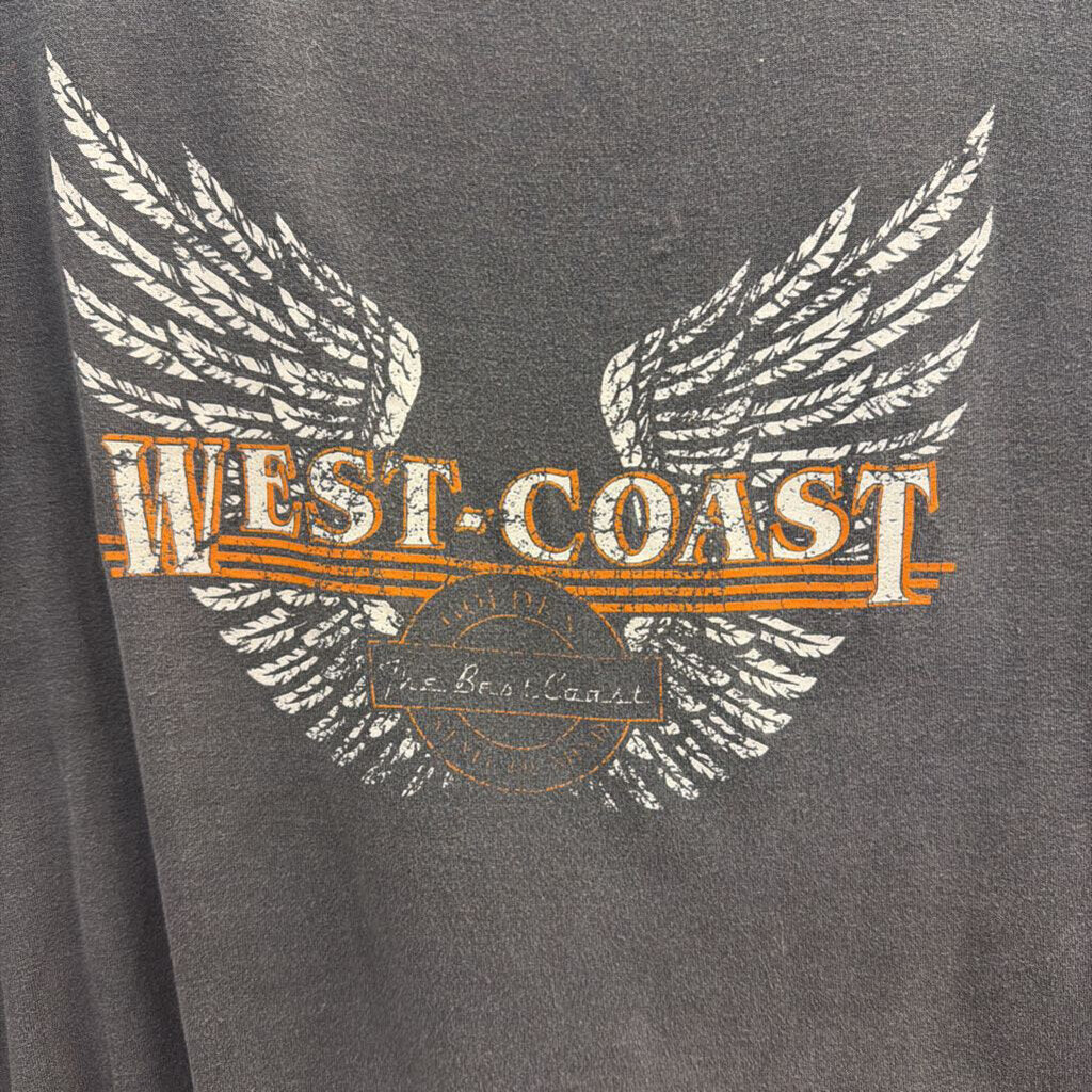 Originality Grey Cropped West Coast Graphic Tee Medium