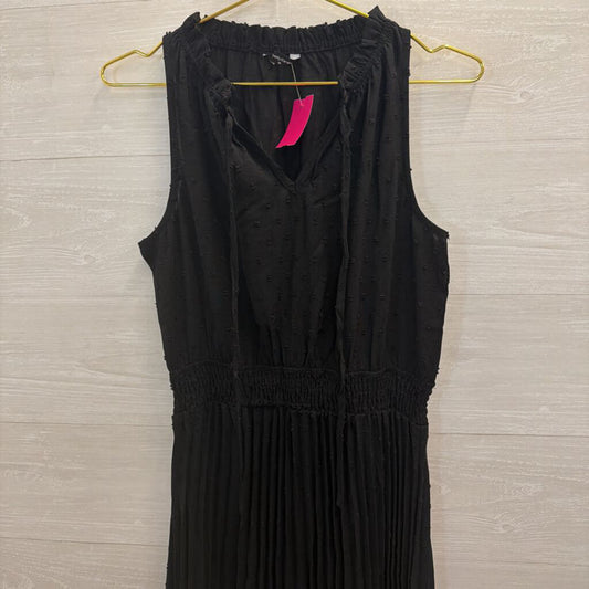 Pretty Garden Black Pleated Skirt Sleeveless Dress Medium
