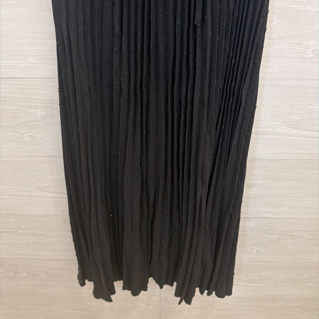 Pretty Garden Black Pleated Skirt Sleeveless Dress Medium