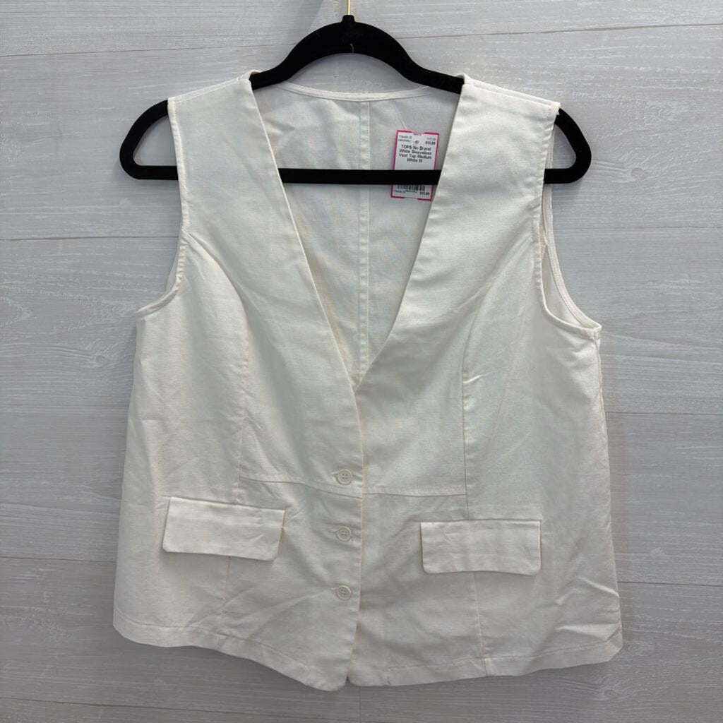 White Sleeveless Vest Top Medium