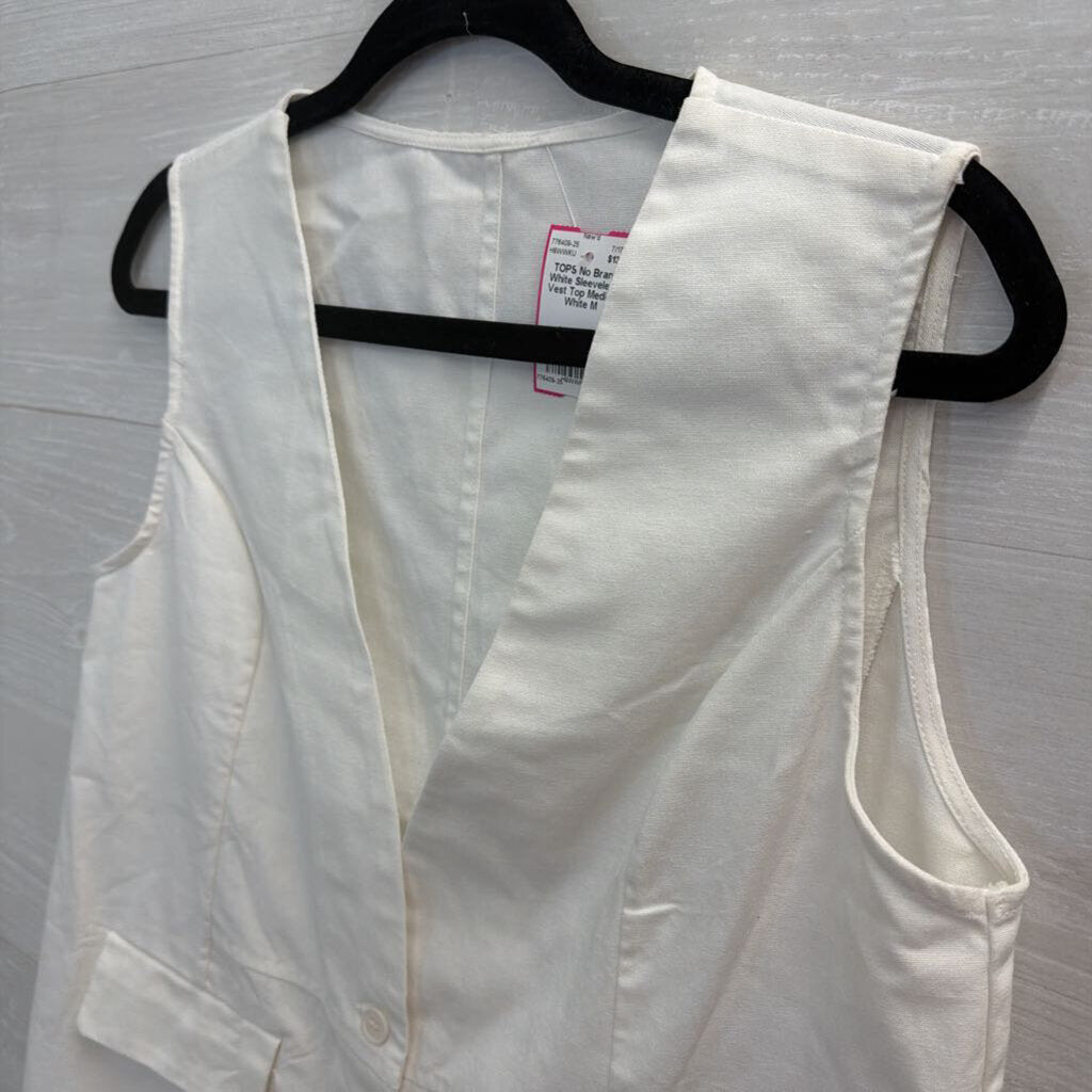 White Sleeveless Vest Top Medium