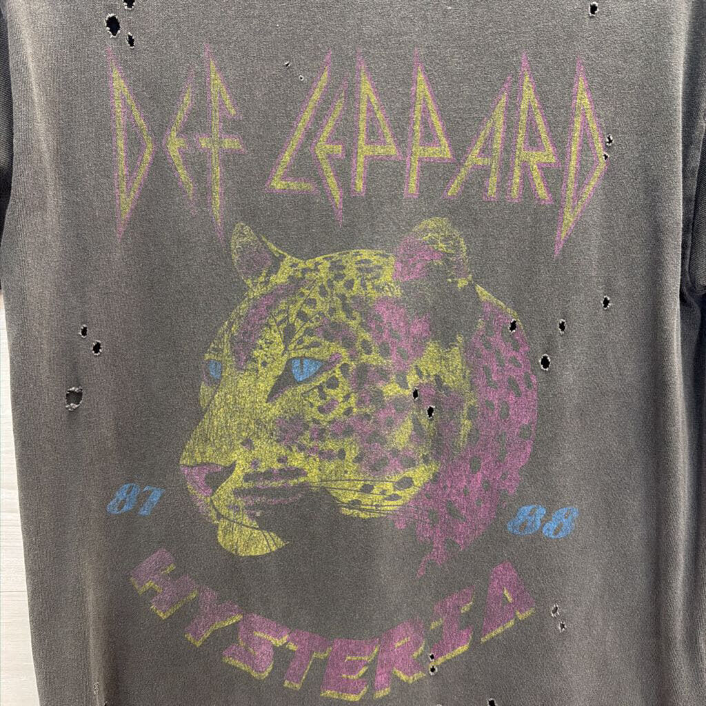 Def Leppard Grey/ Multi Distressed Short Sleeve Graphic Tee Small