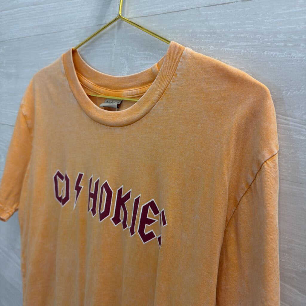 ChickaD Orange Cropped Go Hokies Short Sleeve Graphic Tee Medium