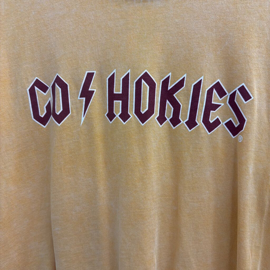 ChickaD Orange Cropped Go Hokies Short Sleeve Graphic Tee Medium