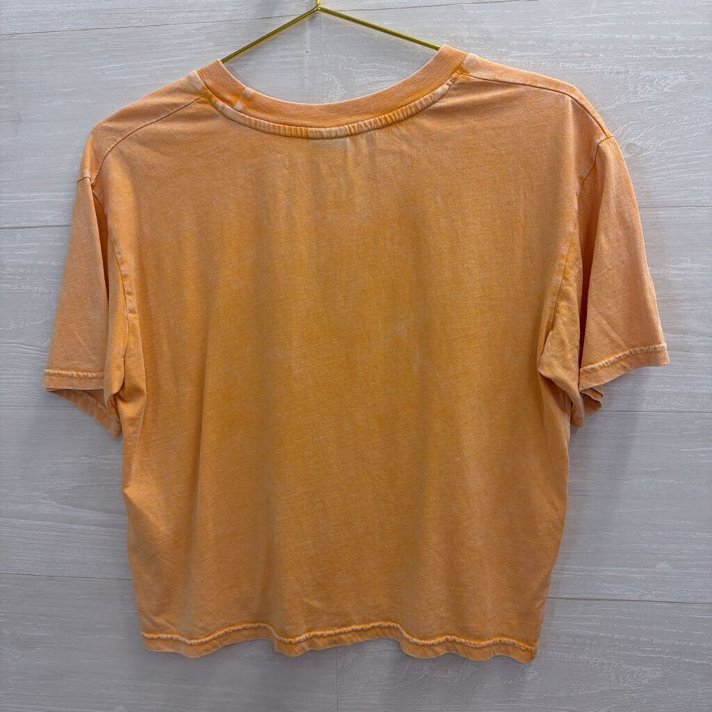 ChickaD Orange Cropped Go Hokies Short Sleeve Graphic Tee Medium
