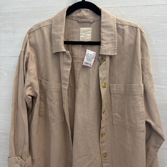 Thread and Supply Brown Denim Long Sleeve Button Down Shacket Large