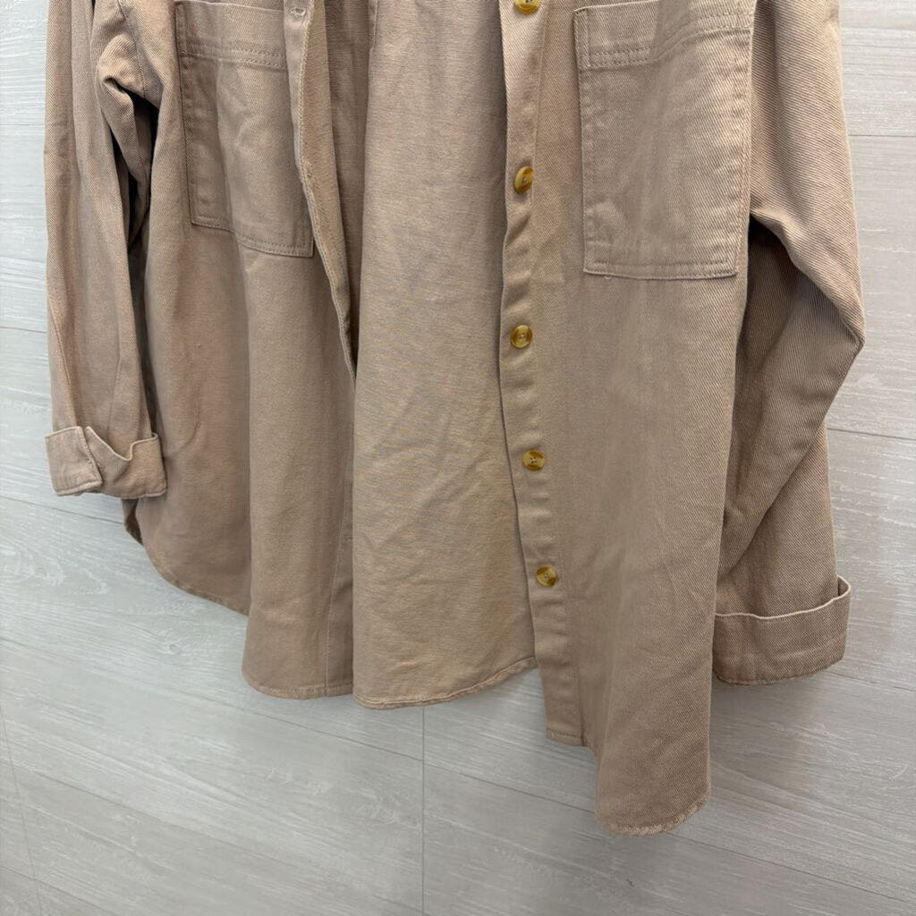 Thread and Supply Brown Denim Long Sleeve Button Down Shacket Large