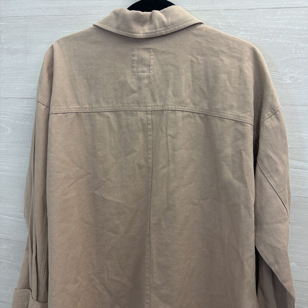 Thread and Supply Brown Denim Long Sleeve Button Down Shacket Large