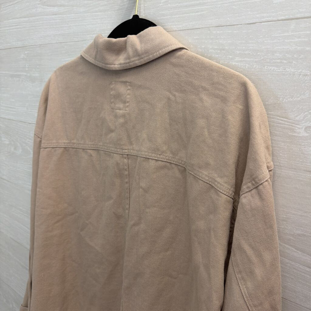 Thread and Supply Brown Denim Long Sleeve Button Down Shacket Large