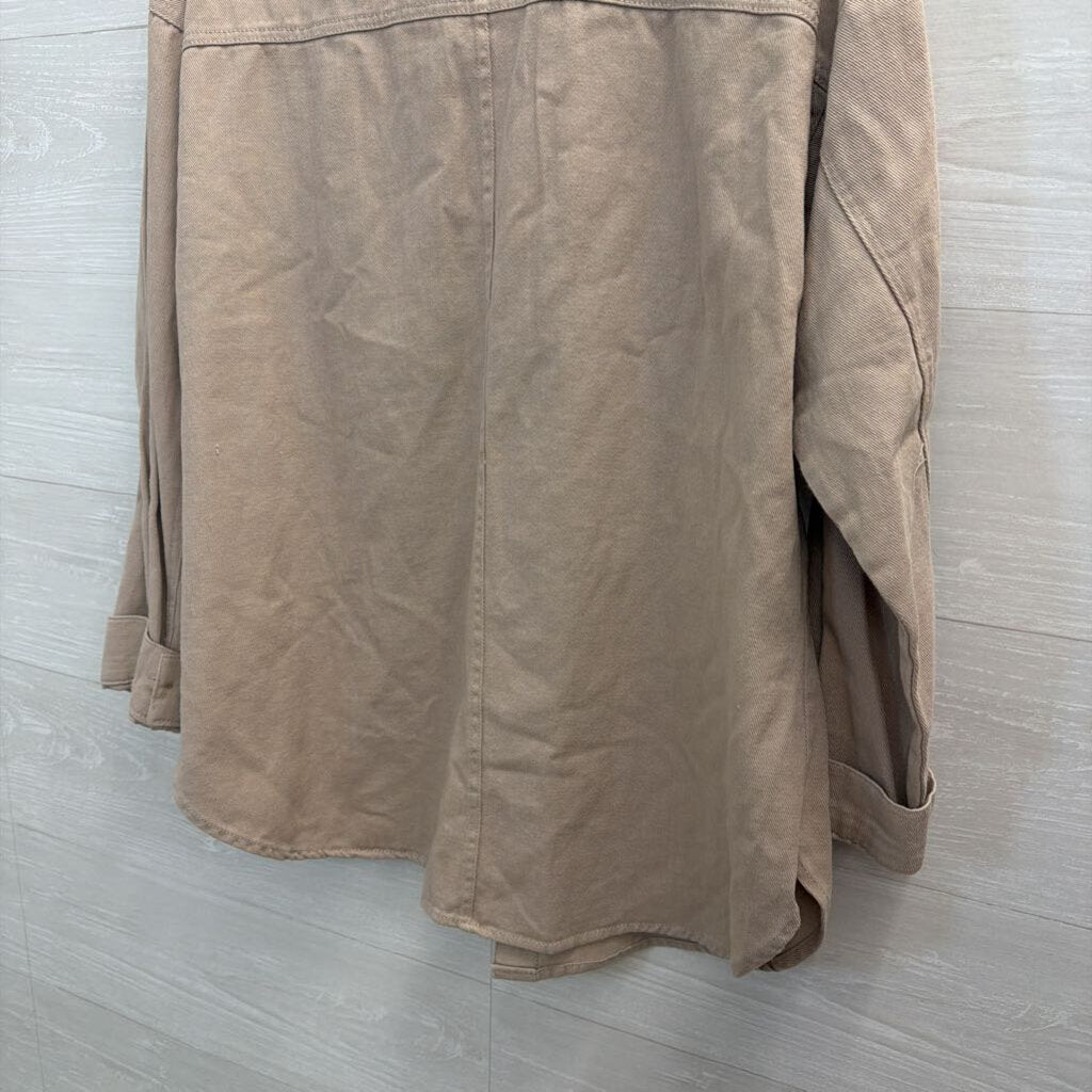 Thread and Supply Brown Denim Long Sleeve Button Down Shacket Large
