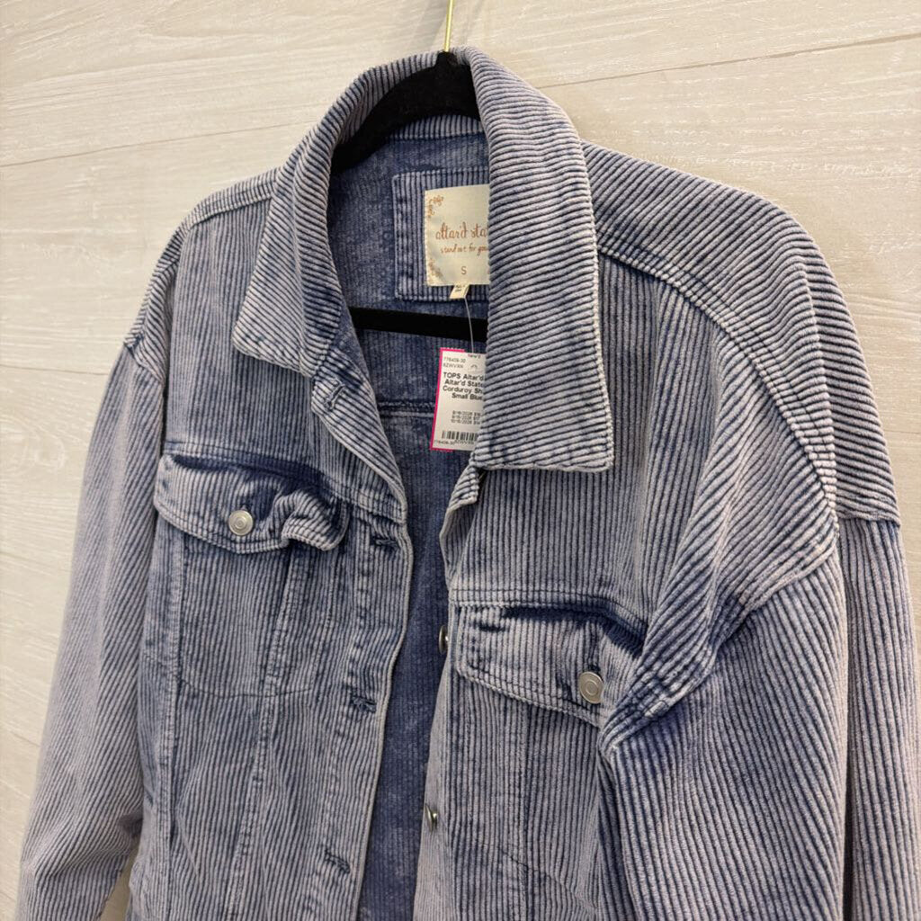 Altar'd State Blue Corduroy Shacket Small