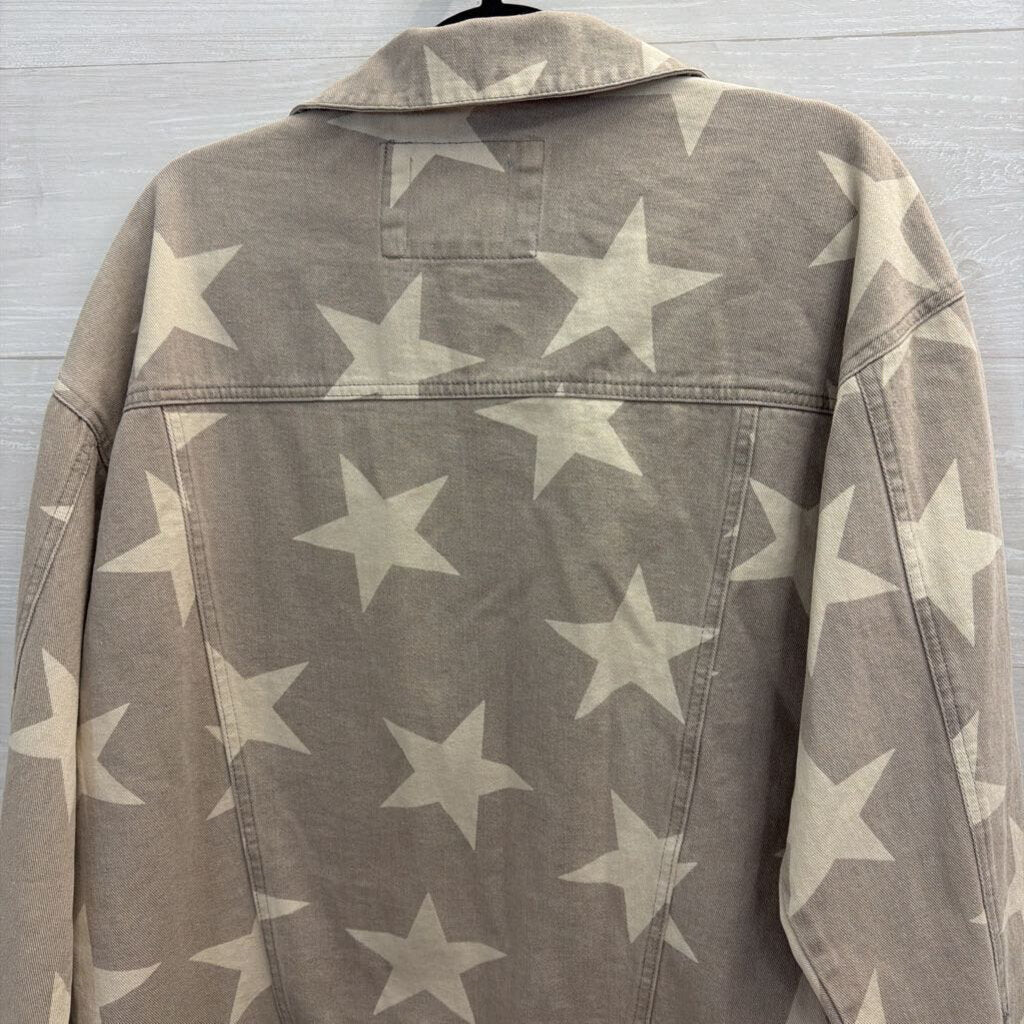 Altar'd State Beige Star Print Denim Shacket Small