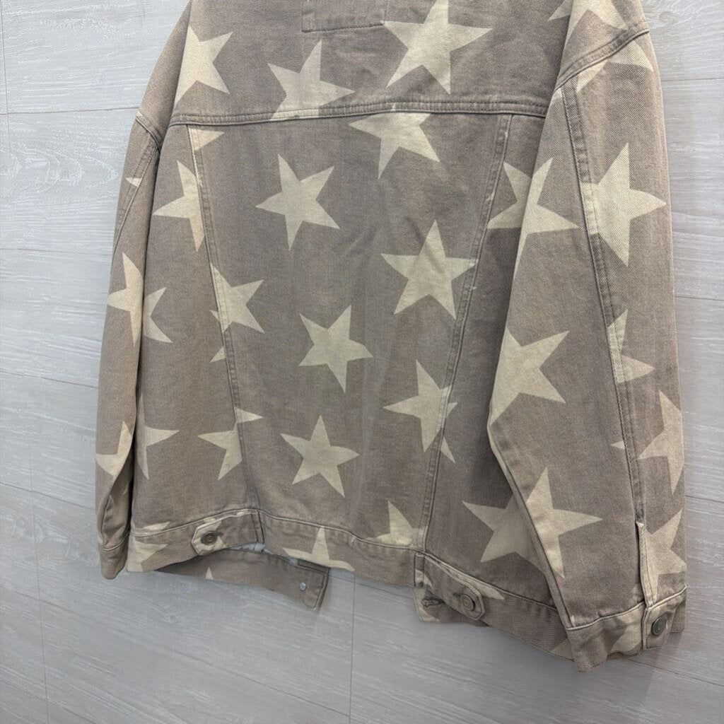 Altar'd State Beige Star Print Denim Shacket Small