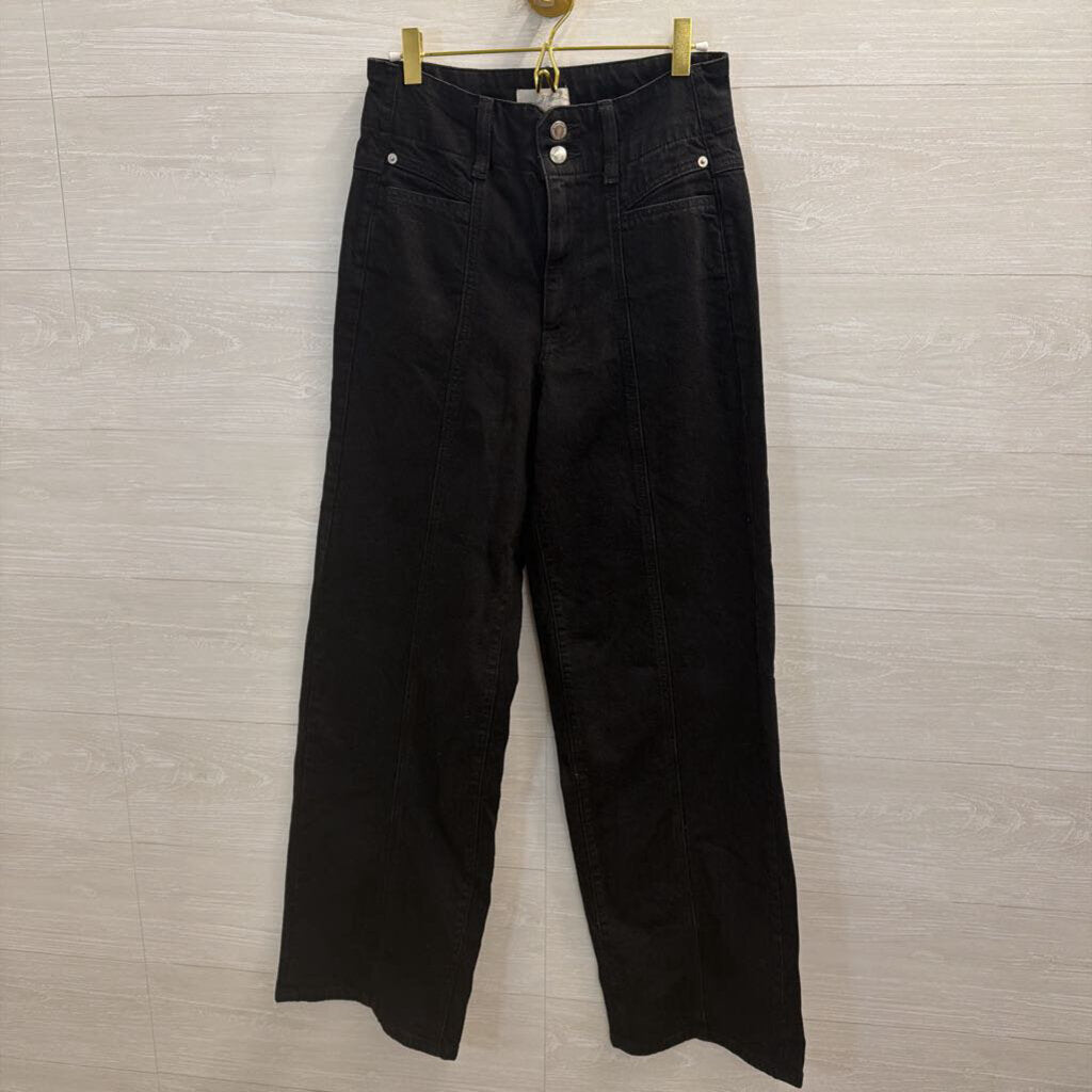 Black Denim Wide Leg Pants 6
