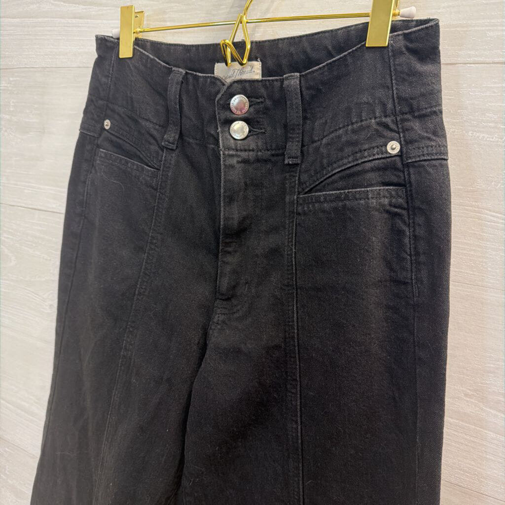 Black Denim Wide Leg Pants 6