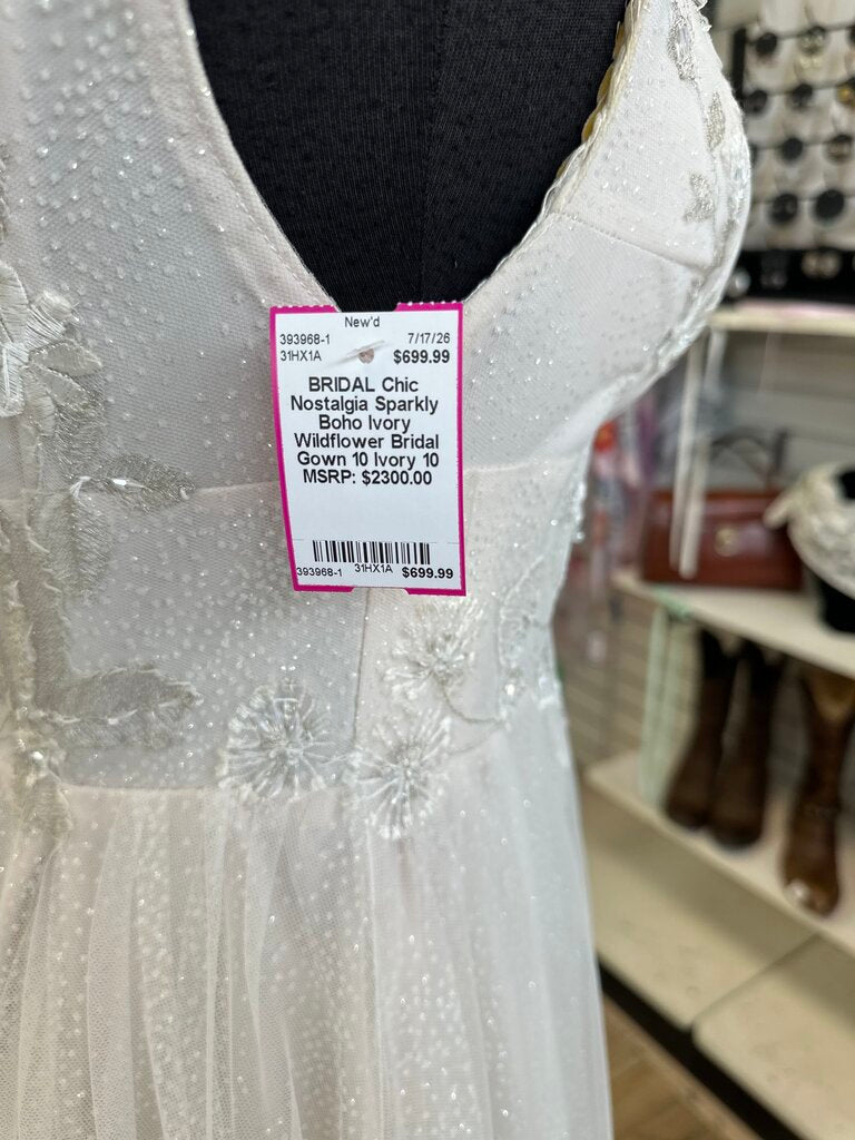 Sparkly Boho Ivory Wildflower Bridal Gown 10