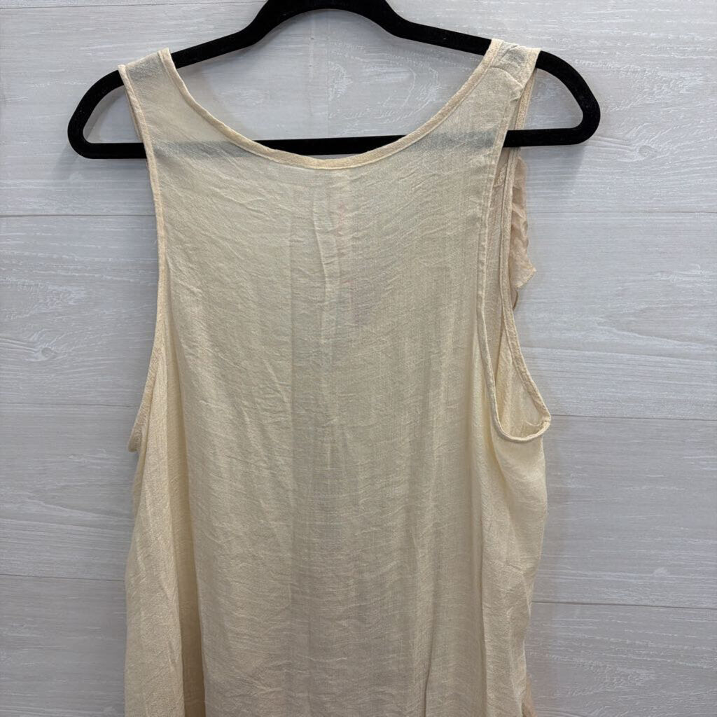 Pretty Angel Beige Ruffle Front Tank Top Large