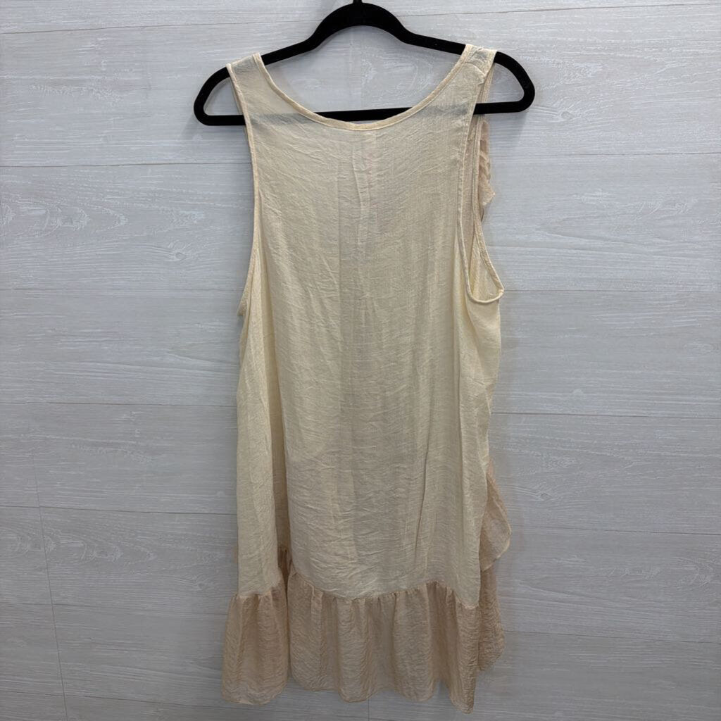 Pretty Angel Beige Ruffle Front Tank Top Large