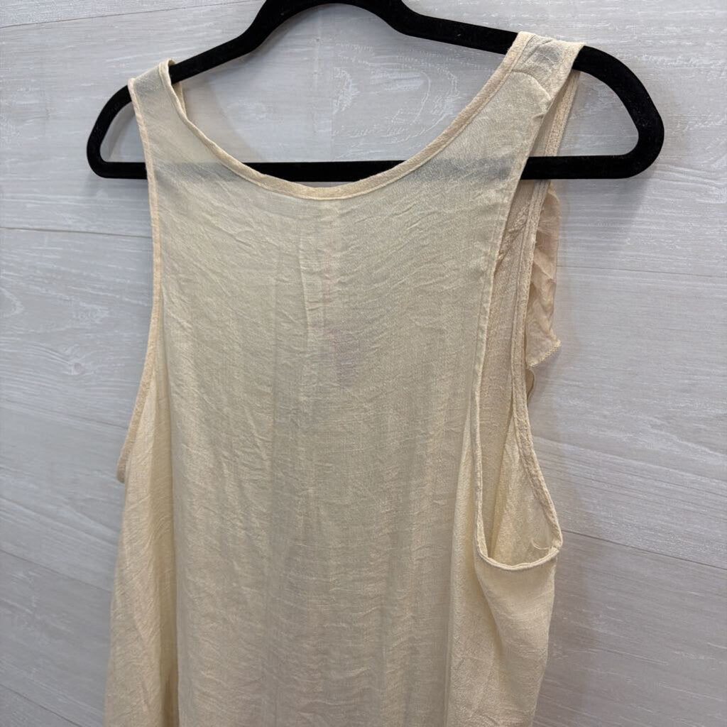 Pretty Angel Beige Ruffle Front Tank Top Large