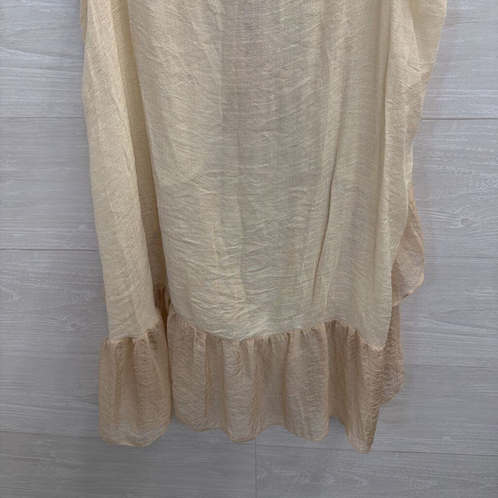 Pretty Angel Beige Ruffle Front Tank Top Large