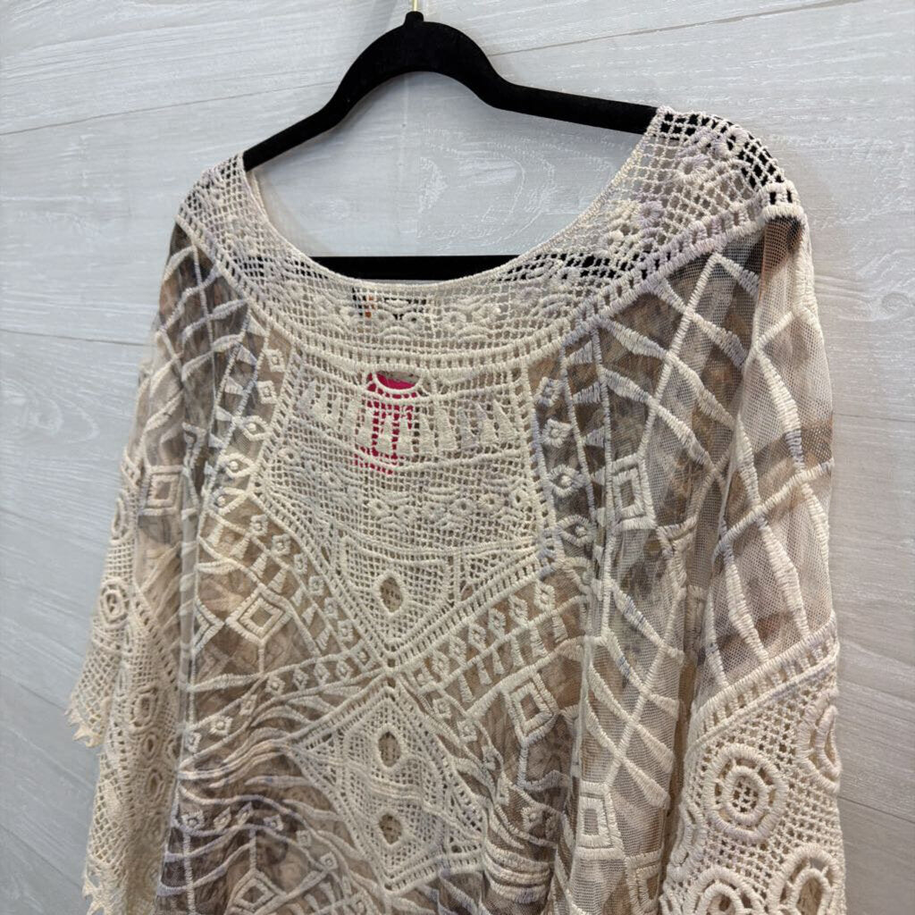 Origami Cream Crochet Knit Boxy Top Medium