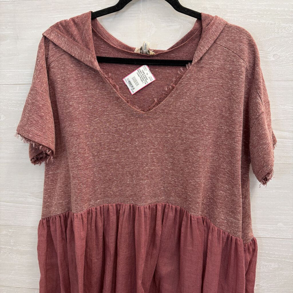 Umgee Purple Short Sleeve Hooded Top Large
