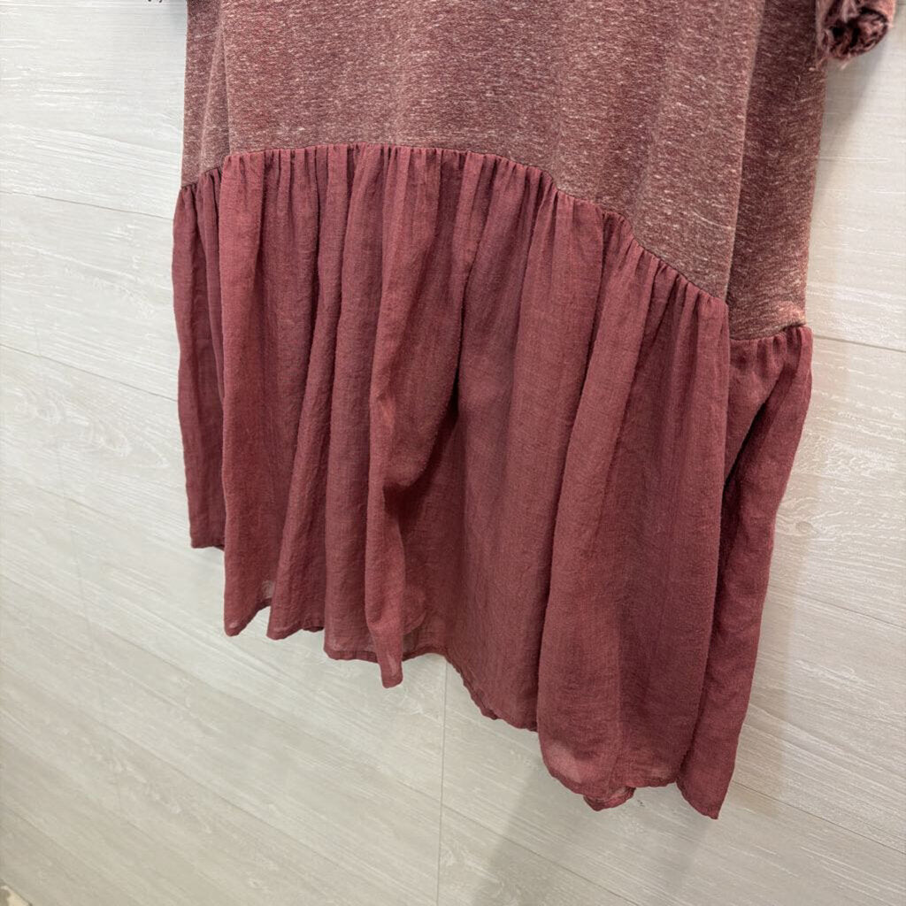 Umgee Purple Short Sleeve Hooded Top Large