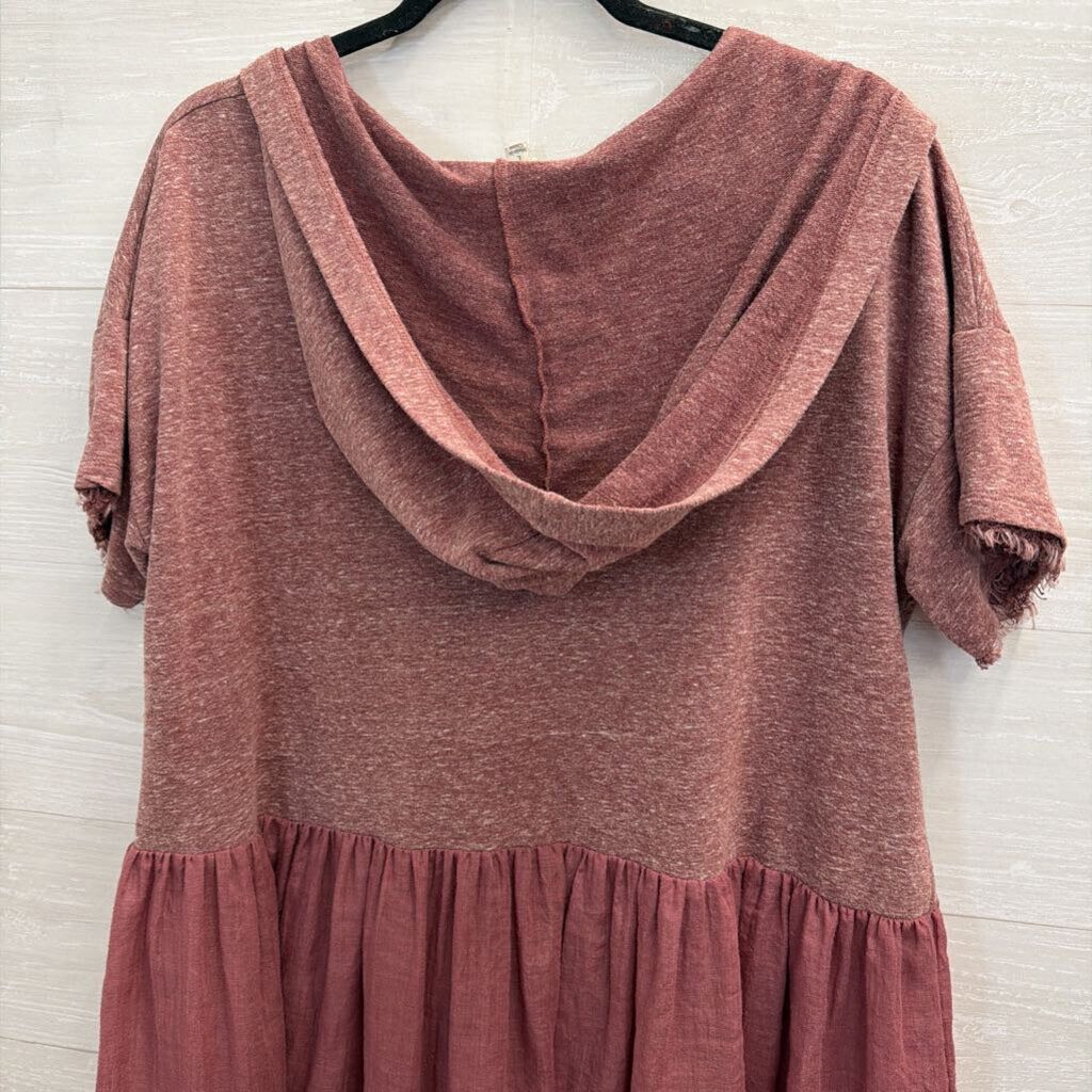 Umgee Purple Short Sleeve Hooded Top Large