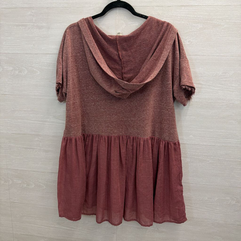 Umgee Purple Short Sleeve Hooded Top Large