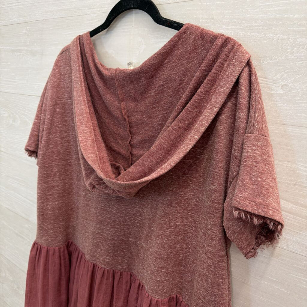 Umgee Purple Short Sleeve Hooded Top Large