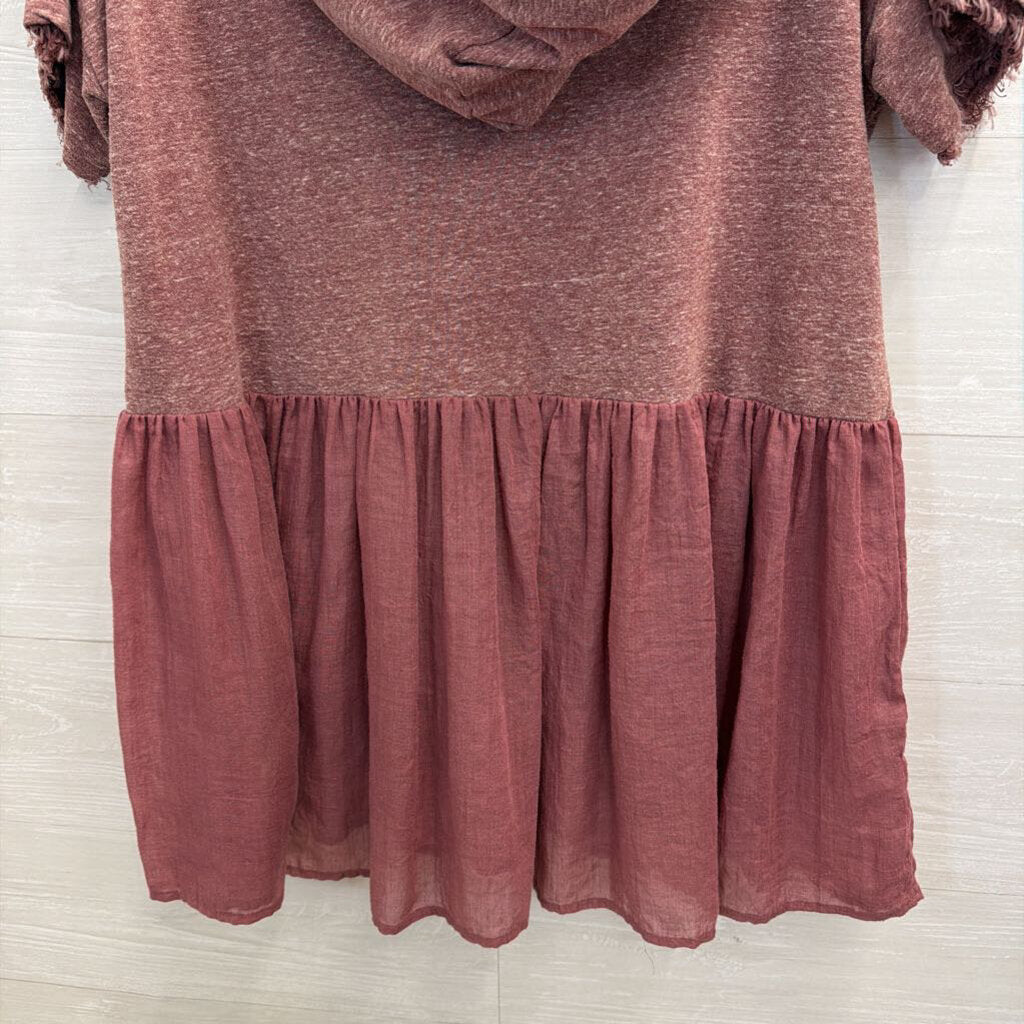 Umgee Purple Short Sleeve Hooded Top Large