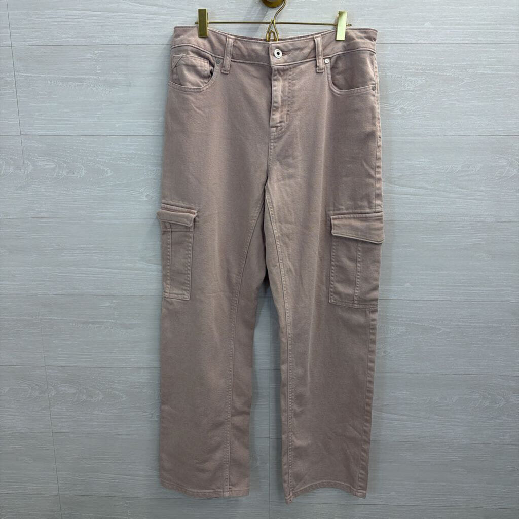 Edgely Pink Cargo Pocket Wide Leg Jeans 10