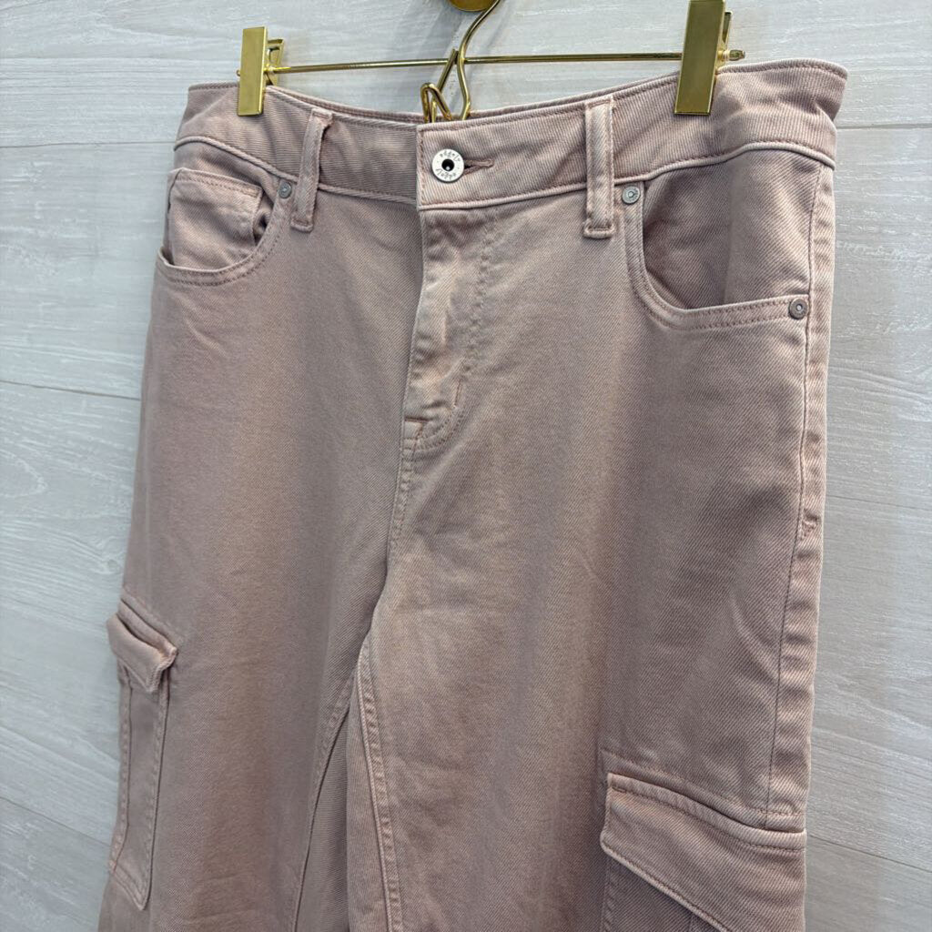 Edgely Pink Cargo Pocket Wide Leg Jeans 10