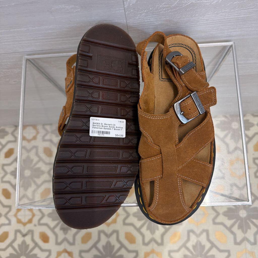 Dr. Martens Brown Suede Archive Fisherman Sandals 7