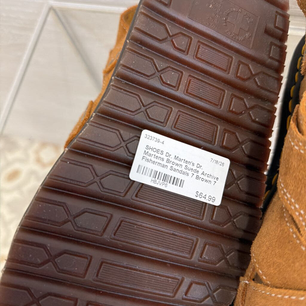 Dr. Martens Brown Suede Archive Fisherman Sandals 7