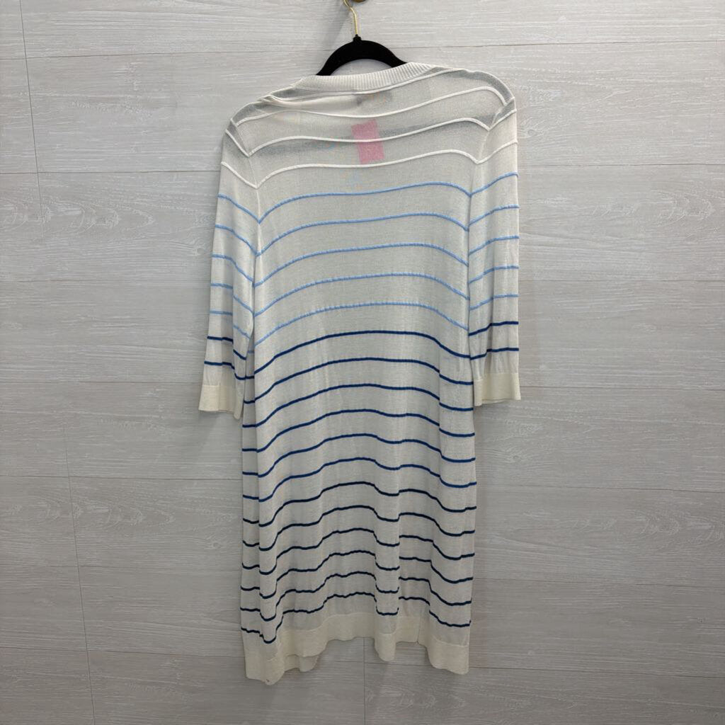 Kerisma White/ Blue Striped Open Front Cardigan Sweater Top Small/ Medium
