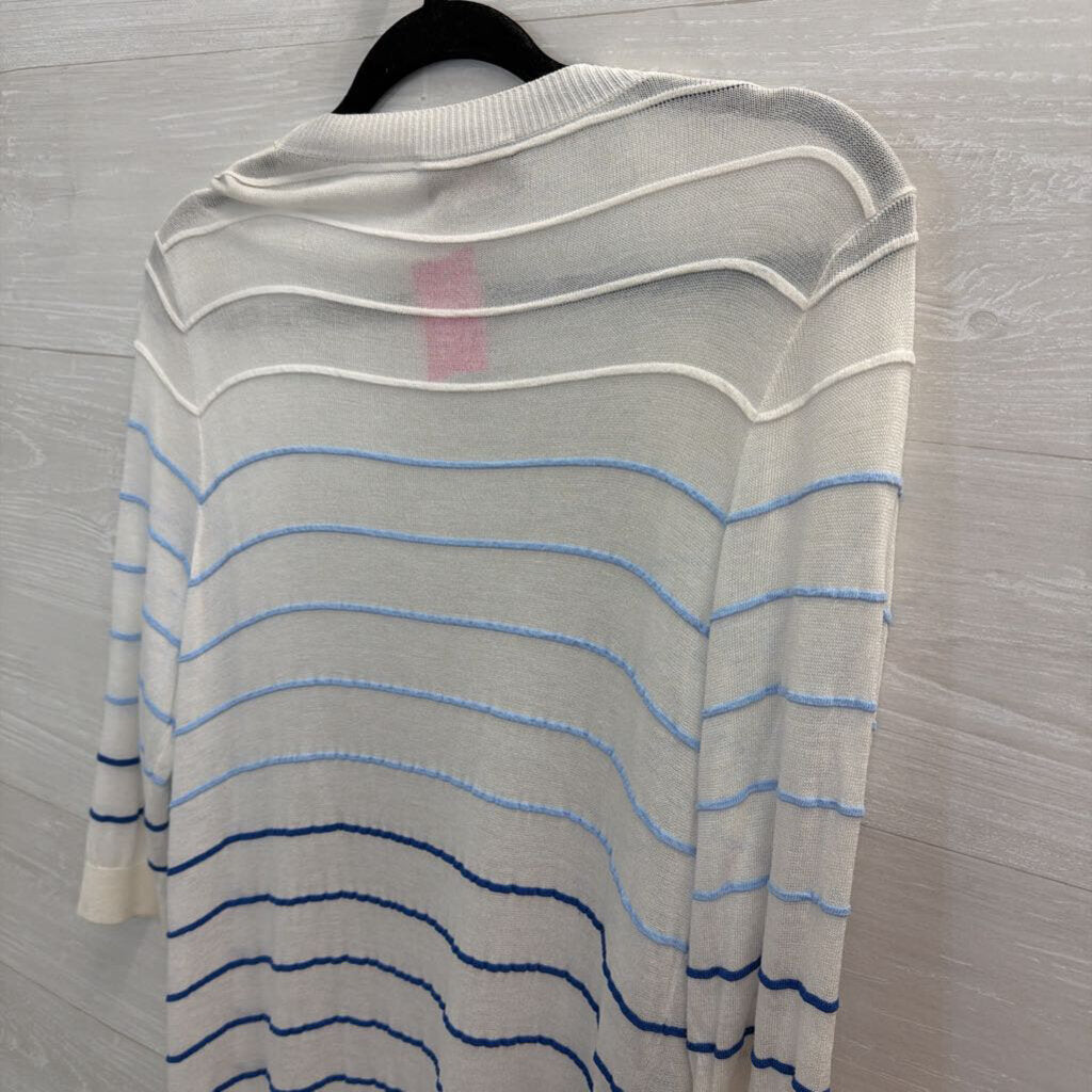 Kerisma White/ Blue Striped Open Front Cardigan Sweater Top Small/ Medium