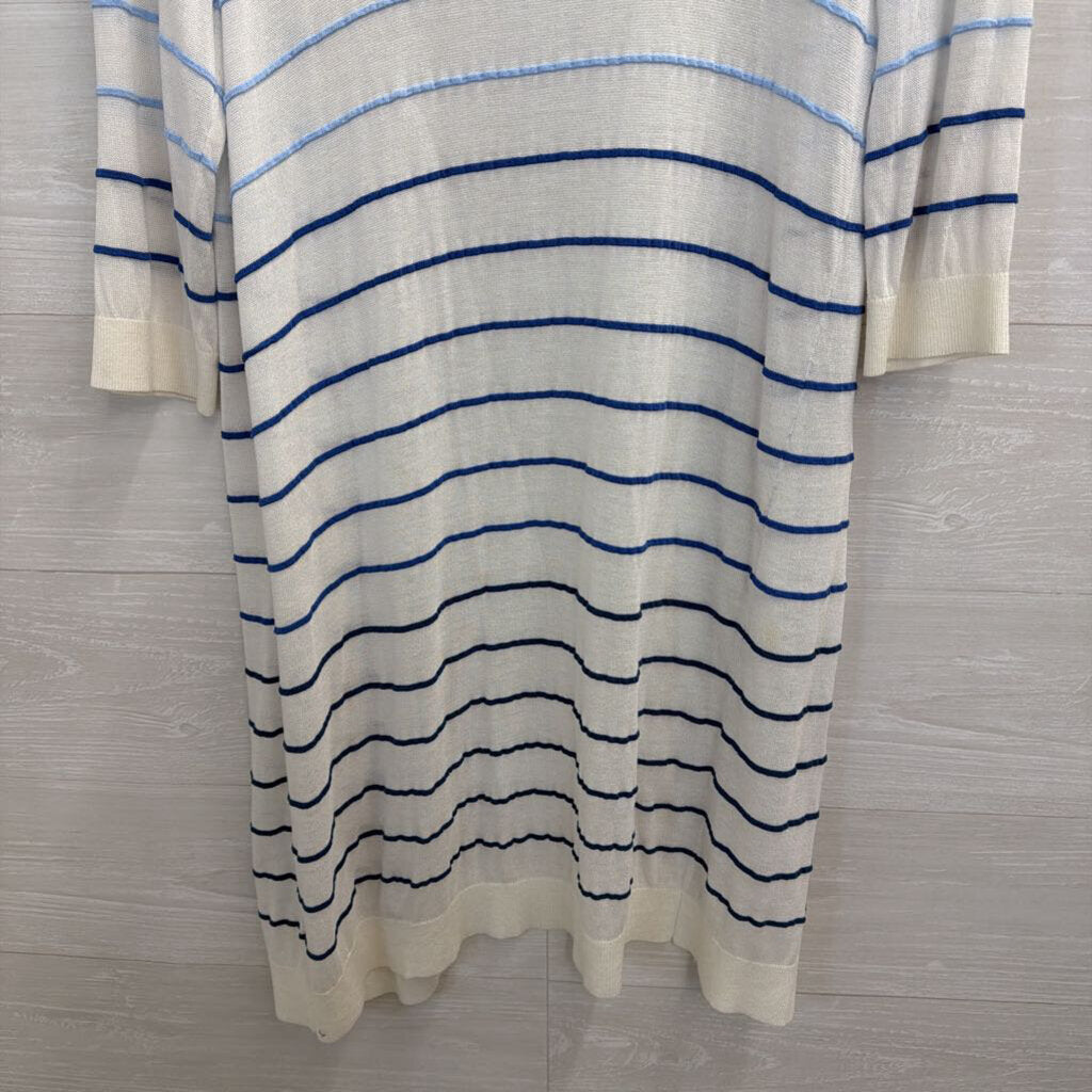 Kerisma White/ Blue Striped Open Front Cardigan Sweater Top Small/ Medium