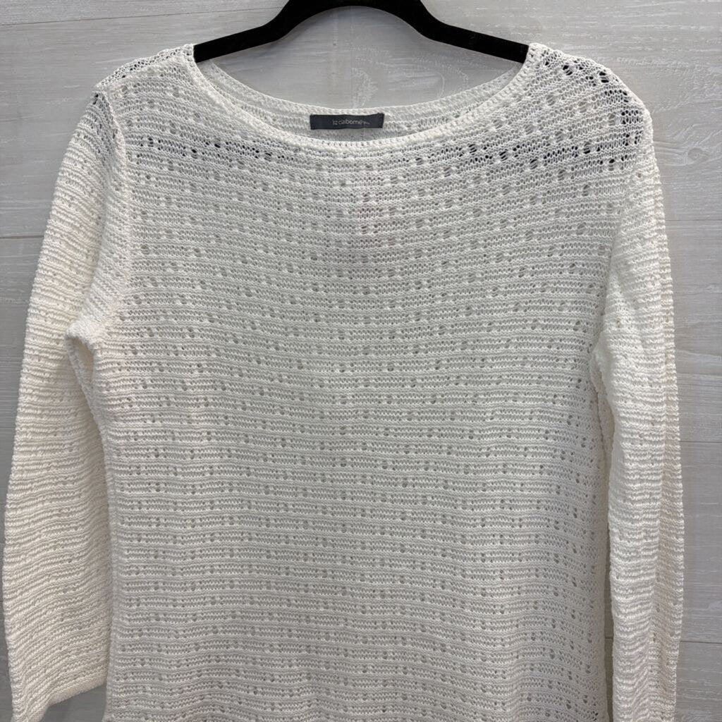 Liz Claiborne White Knit Long Sleeve Top Small