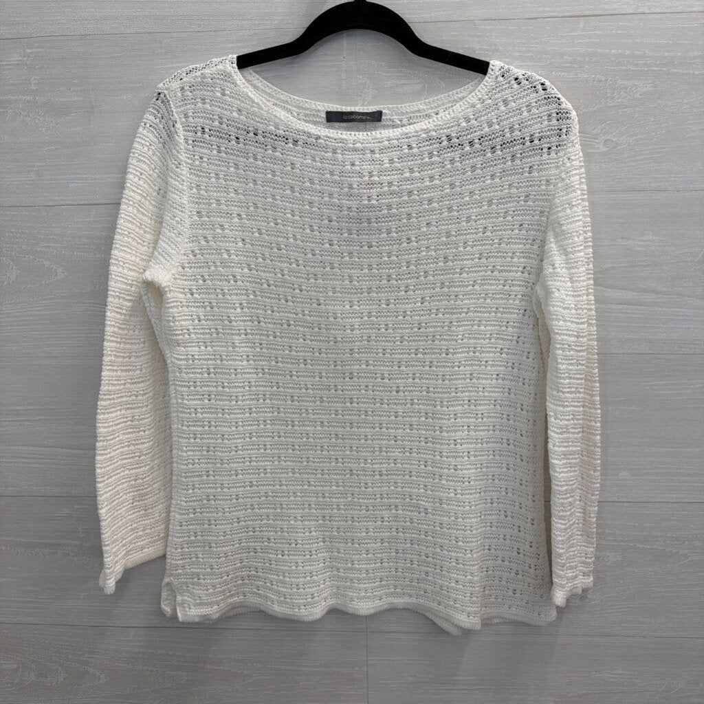 Liz Claiborne White Knit Long Sleeve Top Small