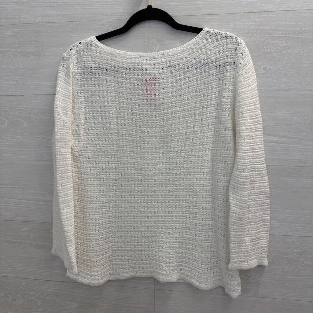 Liz Claiborne White Knit Long Sleeve Top Small
