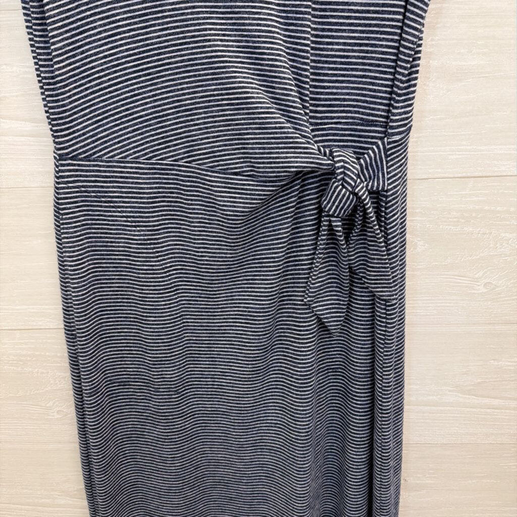 T by Talbots Blue/ White Striped Short Sleeve Maxi Dress Extra Small