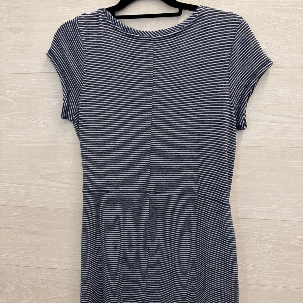 T by Talbots Blue/ White Striped Short Sleeve Maxi Dress Extra Small