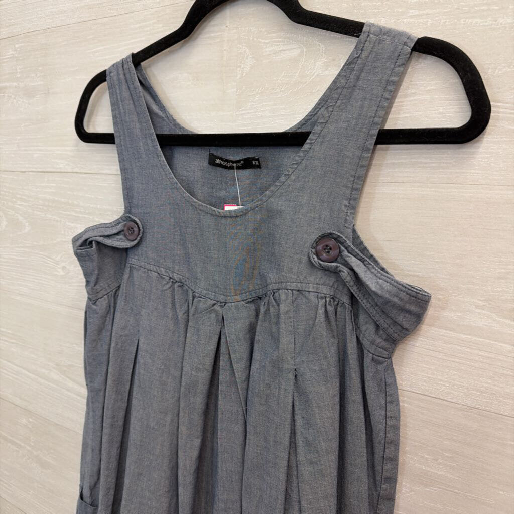 Atmosphere Blue 100% Cotton Button Detail Tunic Tank 8