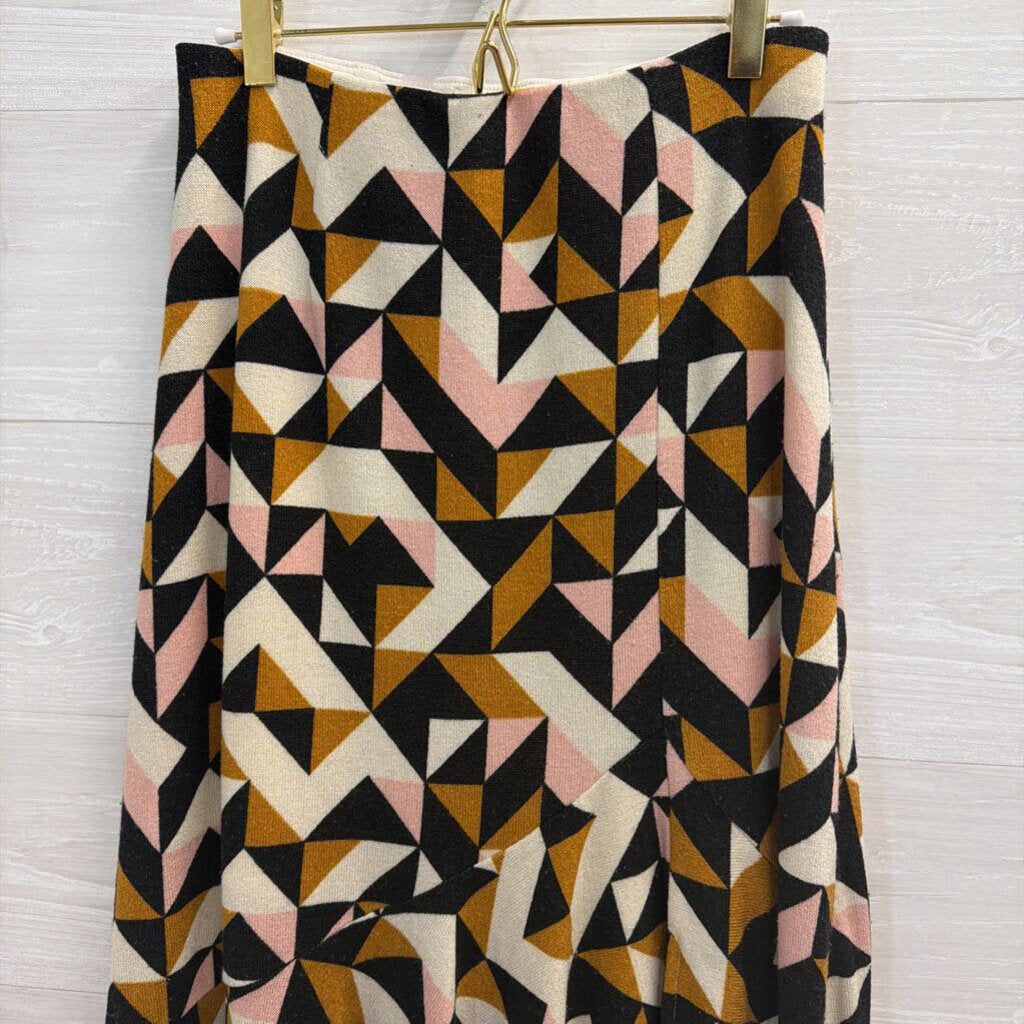 Maeve Black/ Beige/ Pink Geometric Print Knit Maxi Skirt Small