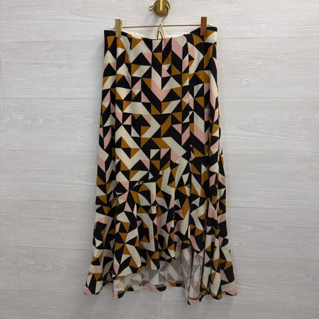 Maeve Black/ Beige/ Pink Geometric Print Knit Maxi Skirt Small