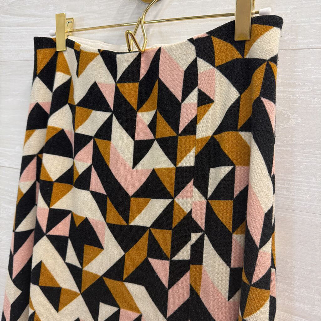 Maeve Black/ Beige/ Pink Geometric Print Knit Maxi Skirt Small