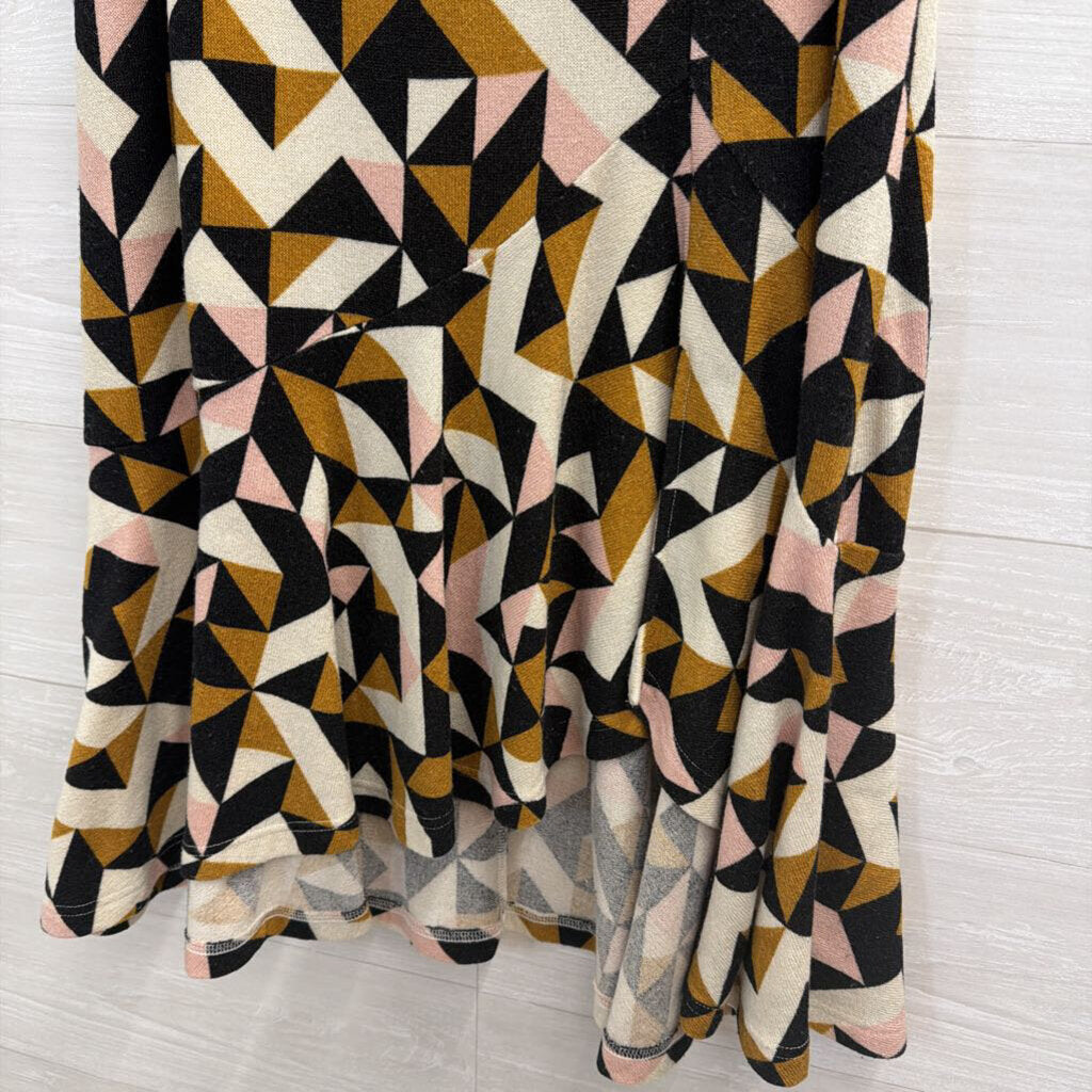 Maeve Black/ Beige/ Pink Geometric Print Knit Maxi Skirt Small